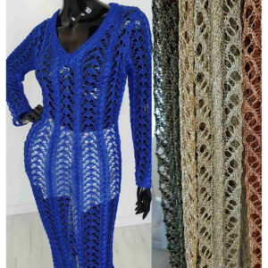 Sukienka ażurowa chaber metaliczny