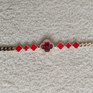 Zegarek biżuteryjny koniczyna czerwony