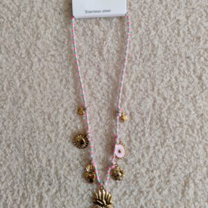 Naszyjnik boho różowy