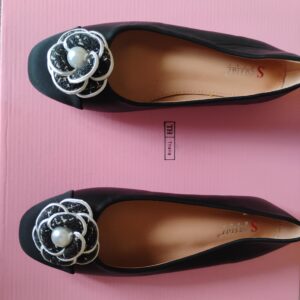 Baleriny z kwiatkiem czarne