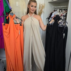 Komplet top wiązany spodnie letni