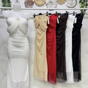 Sukienka tiulowa opadające ramiączka czerwona