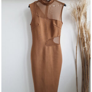 Sukienka bandage midi brąz