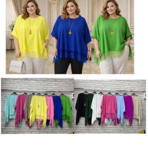 Bluzka z wisiorkiem plus size fuksja