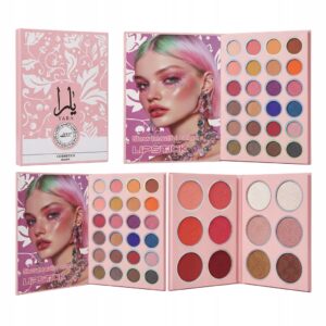 YARA Różowa Książka Kosmetyczna Makeup Book Paleta do makijażu Multi Layer Eyeshadow Blush Highlighter Set