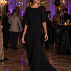 Sukienka z peleryną czarna elegancka długa
