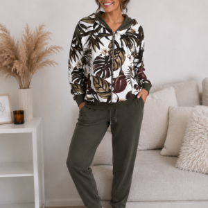Komplet dresowy khaki welurowy XL włoski